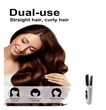 2-in-1 Hair Straightener Comb with Ceramic Coating
