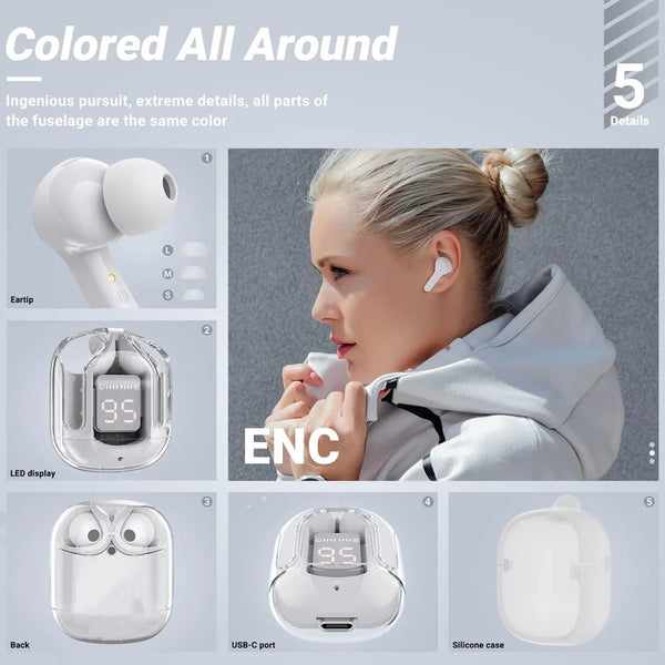 T6 Crystal Wireless Earphones -   سماعات كريستال لاسلكية T6